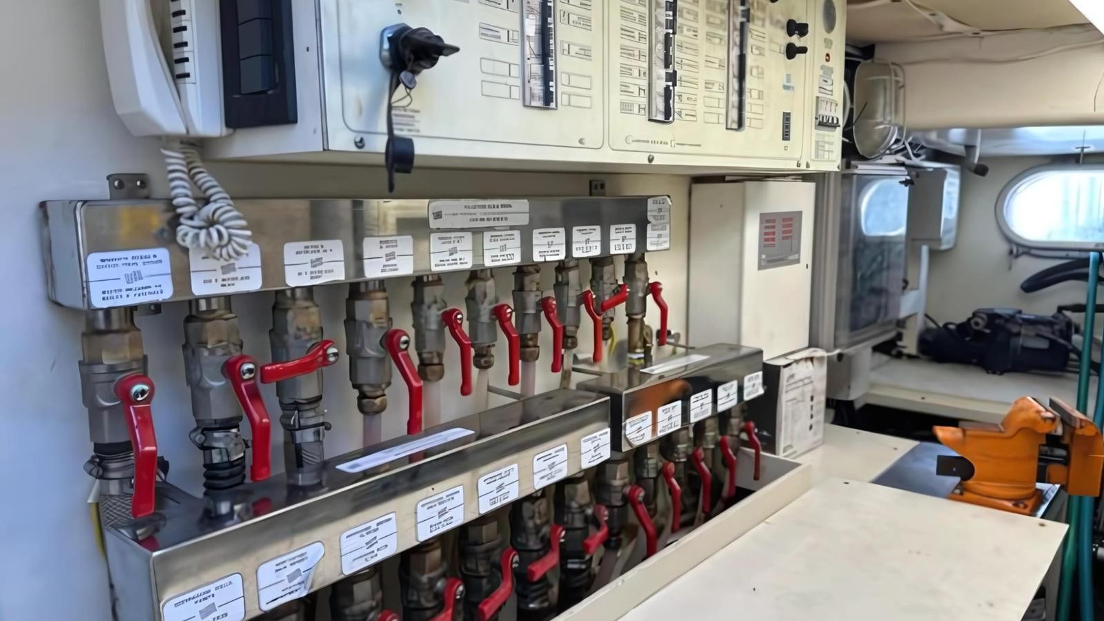 a store with red and white machinery aboard 1998 FERRETTI 80FT Yacht for Sale