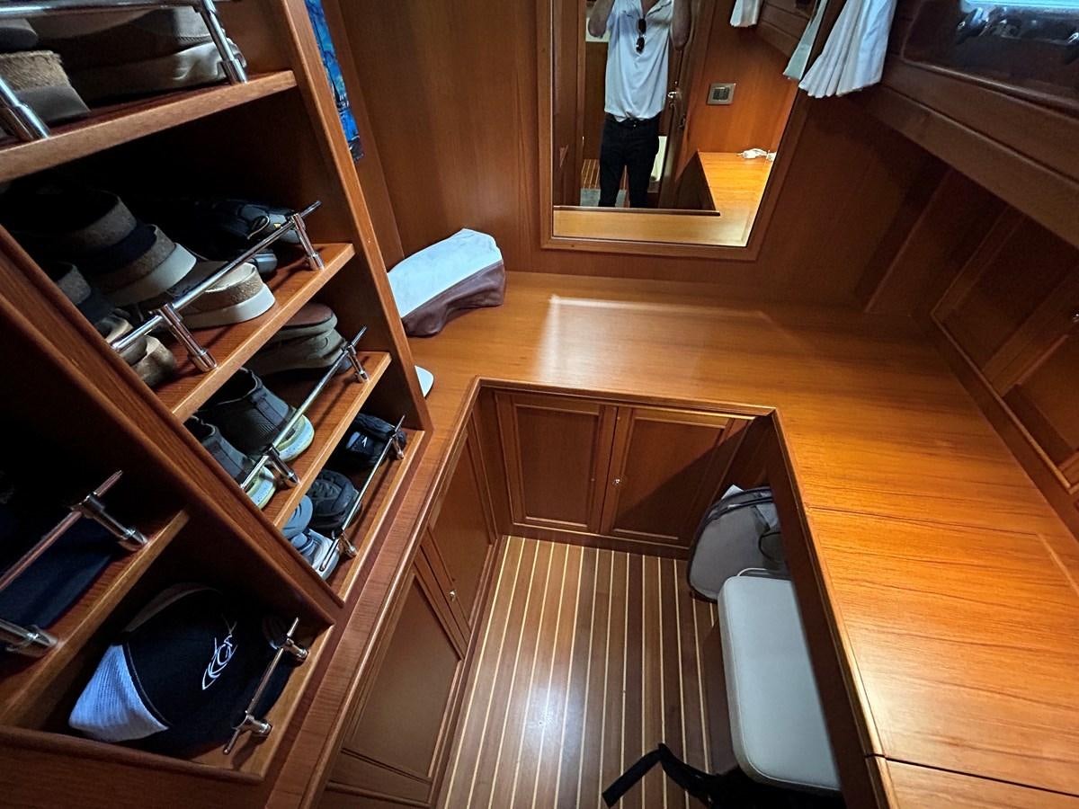 a kitchen with wooden floors aboard NOVIA II Yacht for Sale