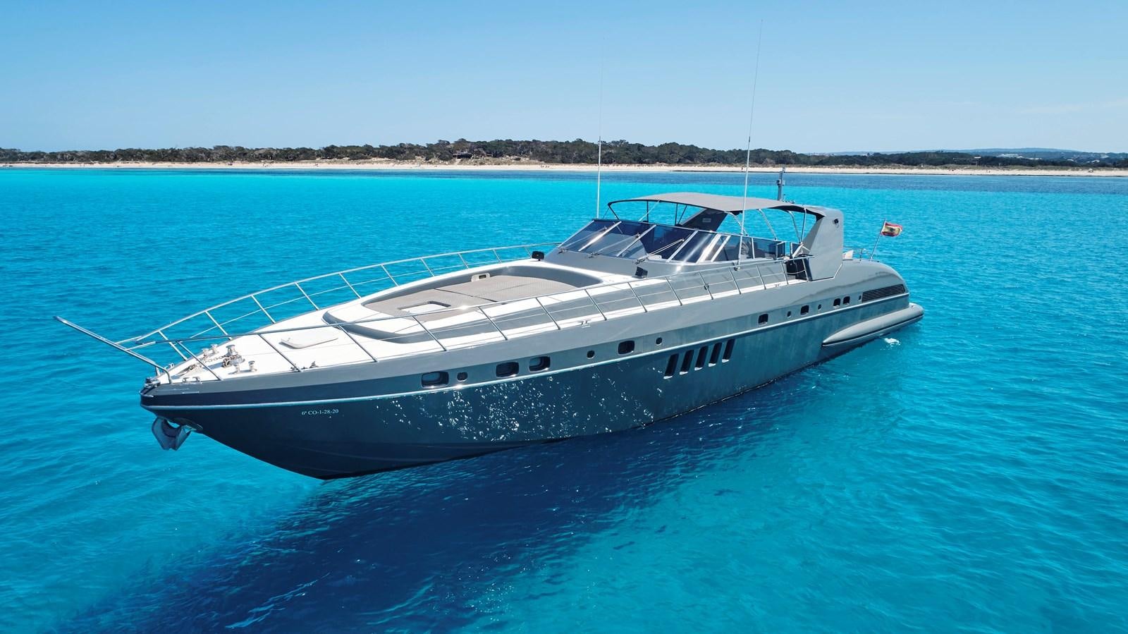 a white yacht in the water aboard INFINITY Yacht for Sale