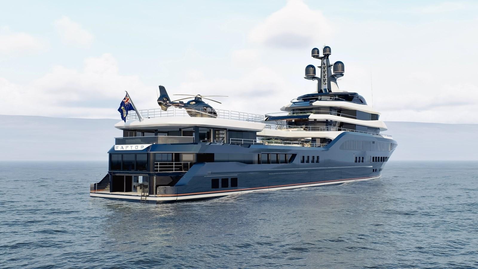 a large boat in the water aboard PROJECT RAPTOR Yacht for Sale