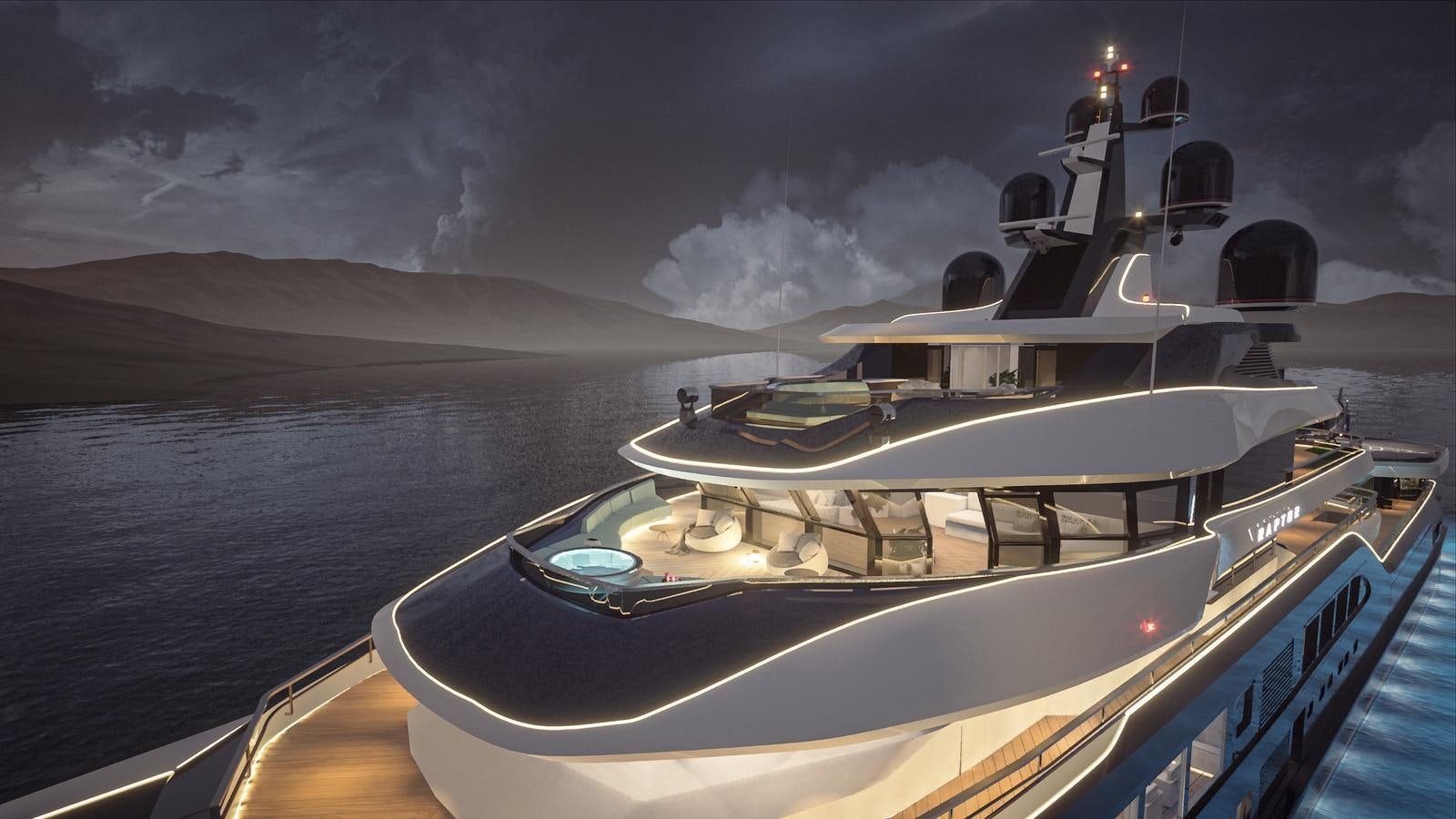 a boat on the water aboard PROJECT RAPTOR Yacht for Sale