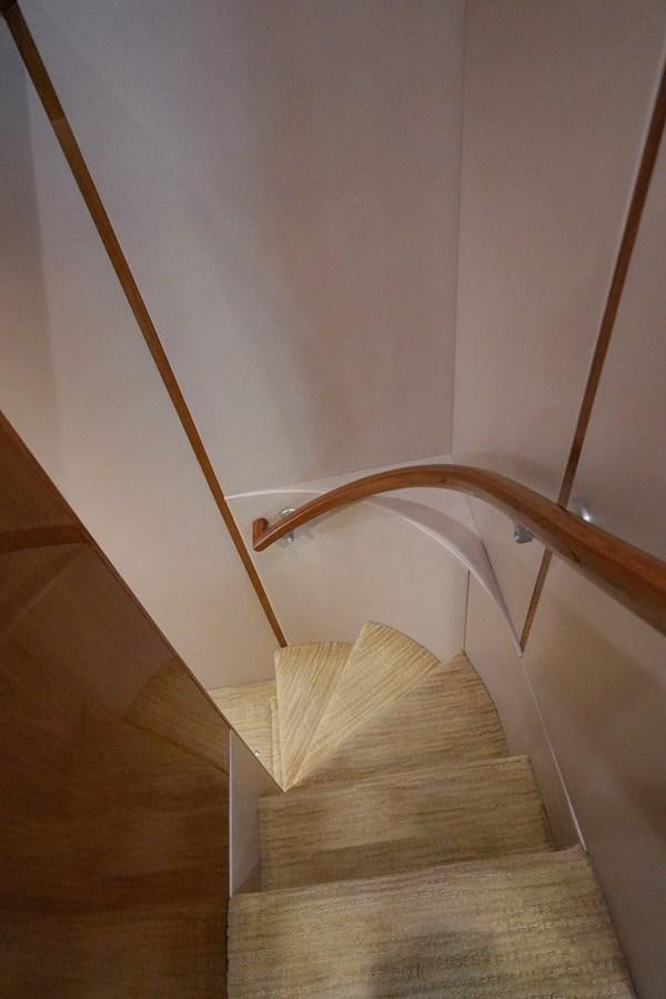 a staircase with a railing aboard BENEDETTA Yacht for Sale