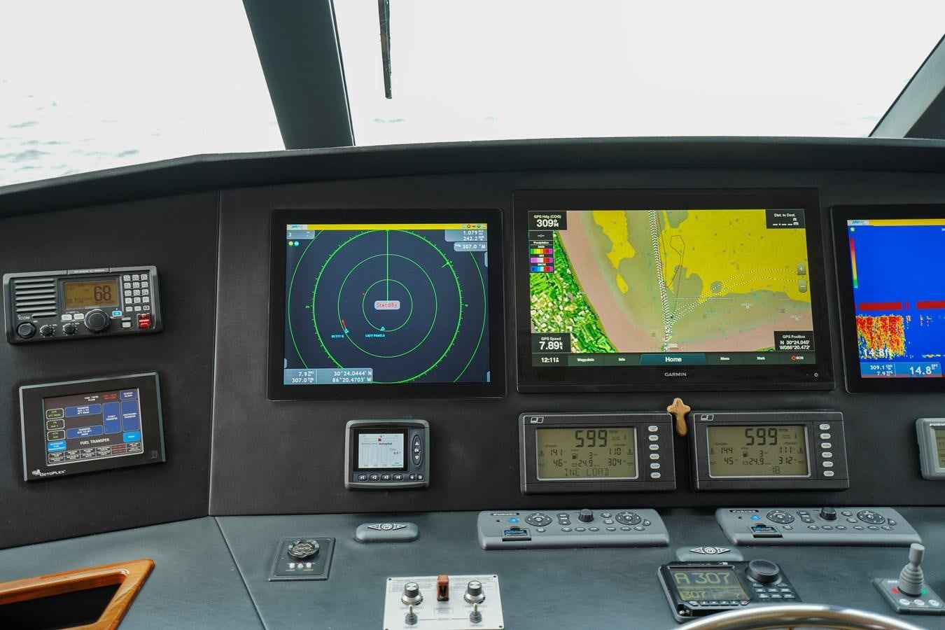 a control panel with many buttons aboard BENEDETTA Yacht for Sale