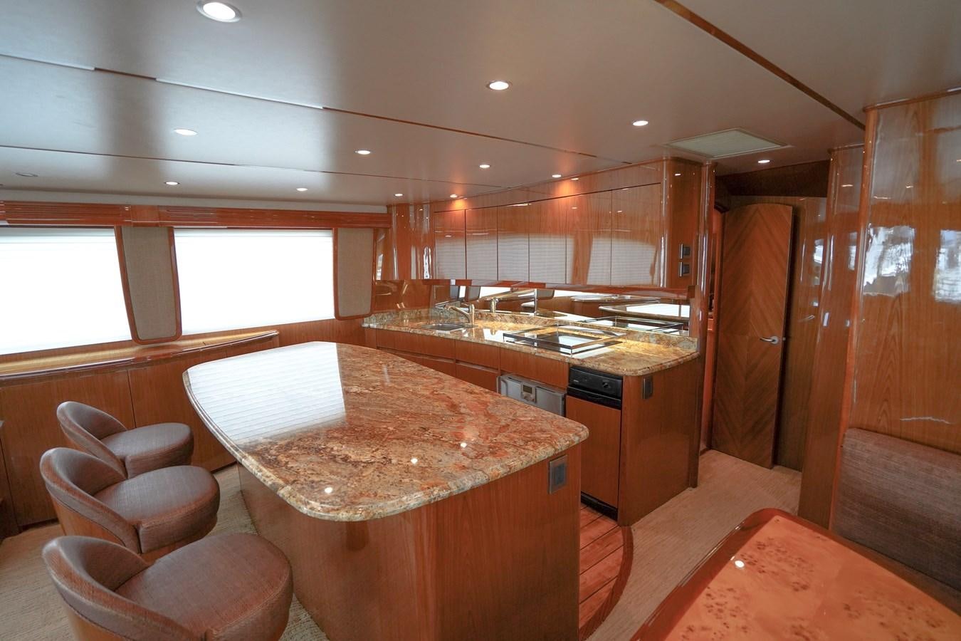 a kitchen with a large island aboard BENEDETTA Yacht for Sale