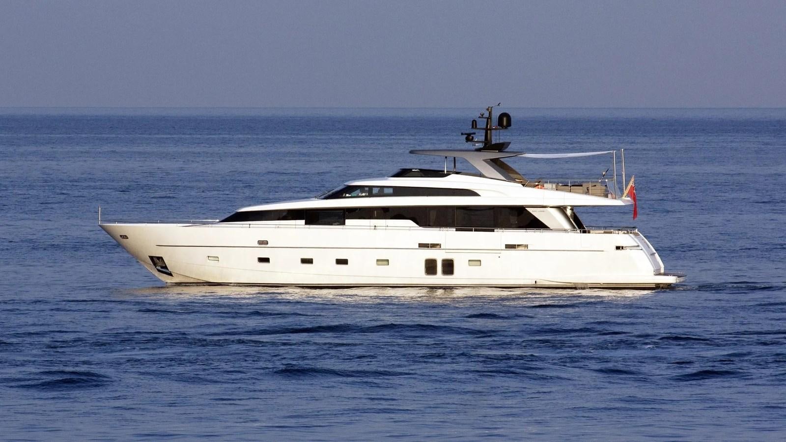 a white yacht in the water aboard SL 94' Yacht for Sale