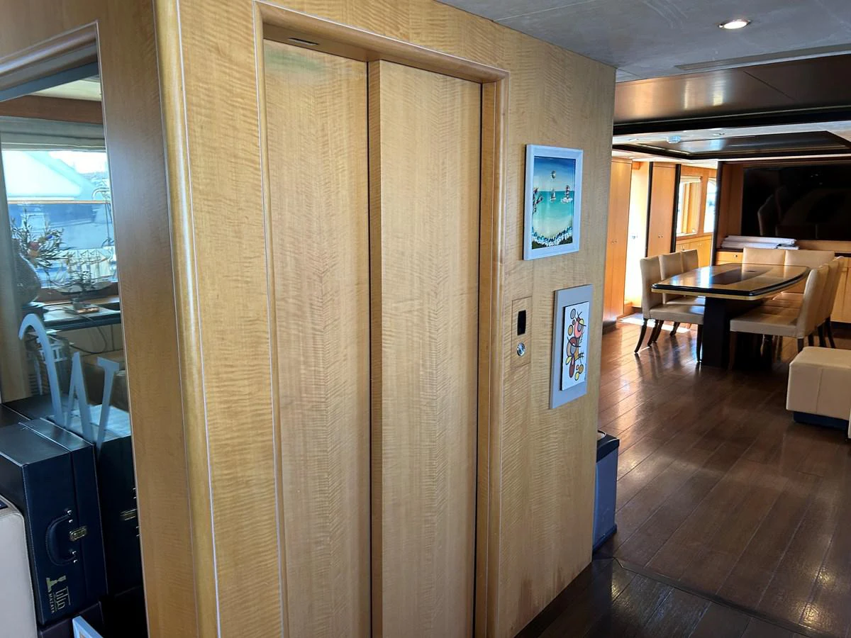 a wood door in a room aboard WHISPER Yacht for Sale
