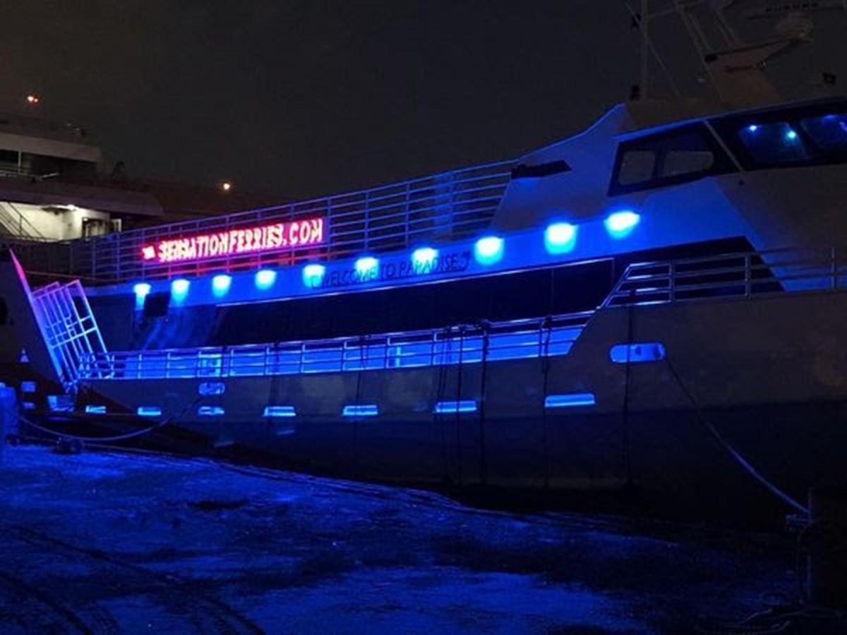 a train station at night aboard DREAM STAR Yacht for Sale