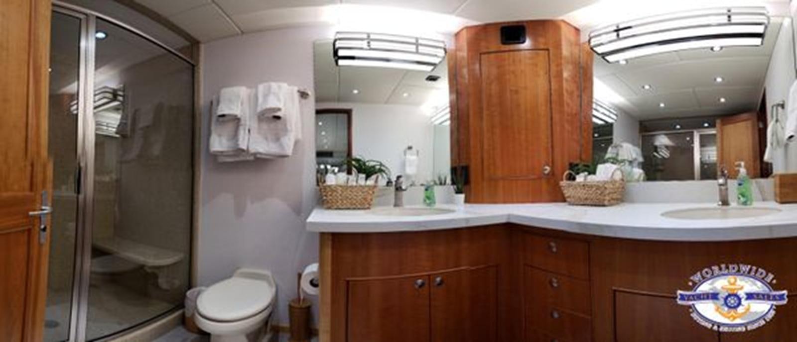 a bathroom with a sink and a toilet aboard ISLAND SOUL Yacht for Sale