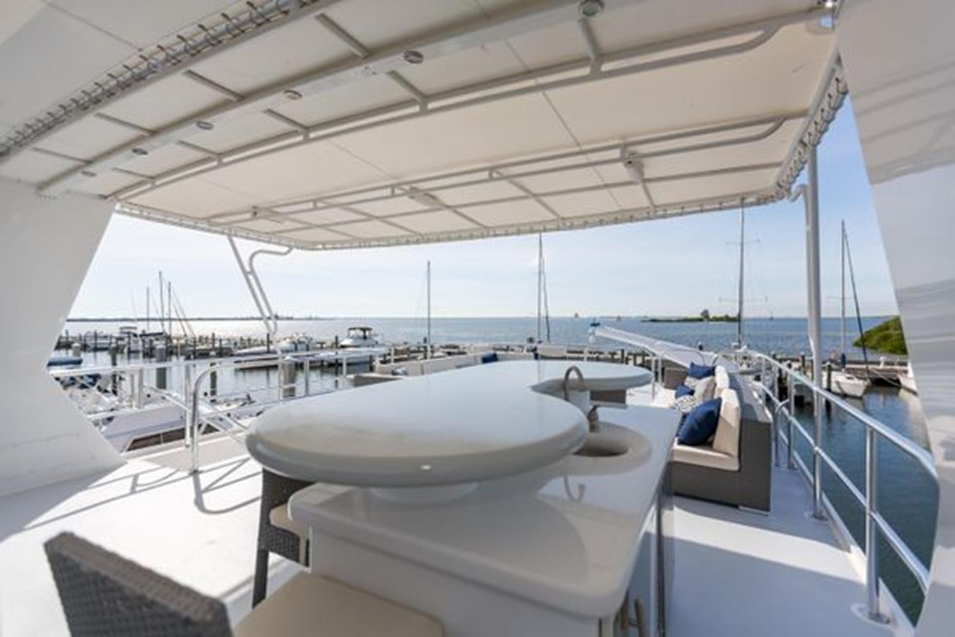 a large white boat on a deck aboard ISLAND SOUL Yacht for Sale
