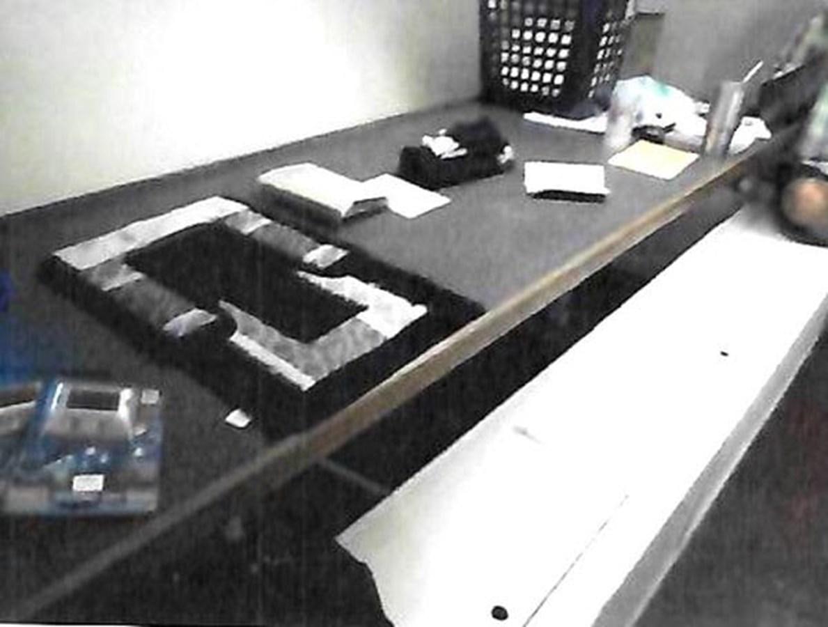 a black and white photo of a table with a game board and a game controller aboard 1980 ST. AUGUSTINE 78 TRAWLER Yacht for Sale