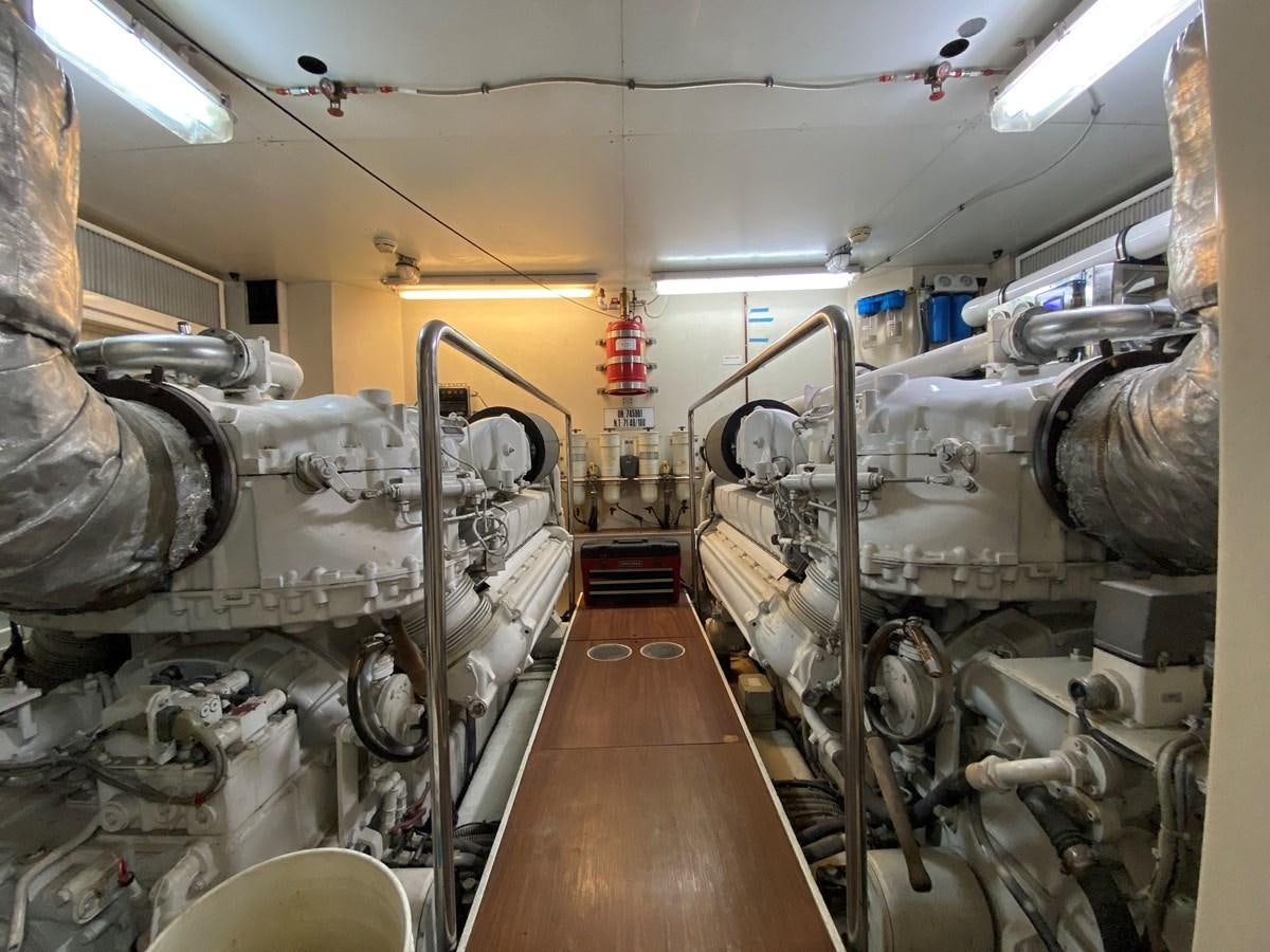 a room with large pipes aboard ADF Yacht for Sale