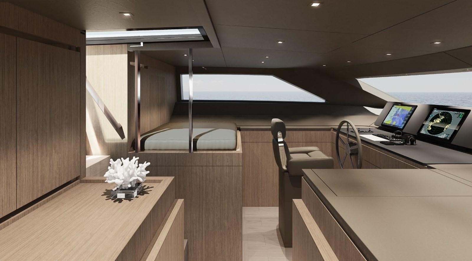 a room with a desk and chairs aboard ALMA BLU Yacht for Sale