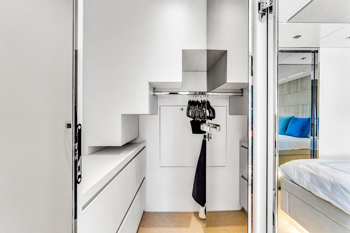 a room with a bed and a desk aboard 2018 SANLORENZO SL78 Yacht for Sale