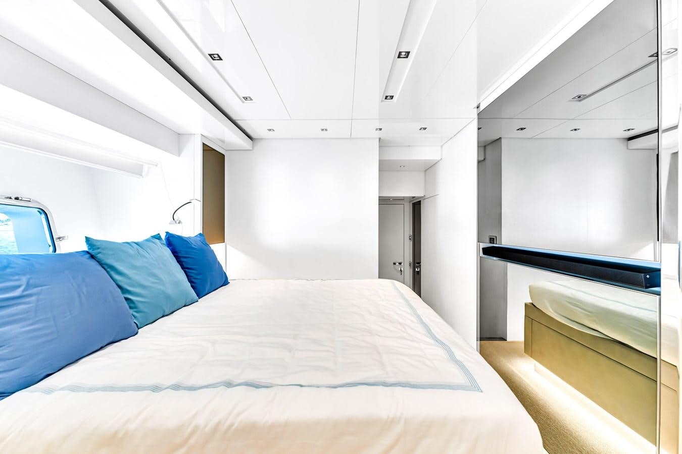 a bed in a room aboard 2018 SANLORENZO SL78 Yacht for Sale