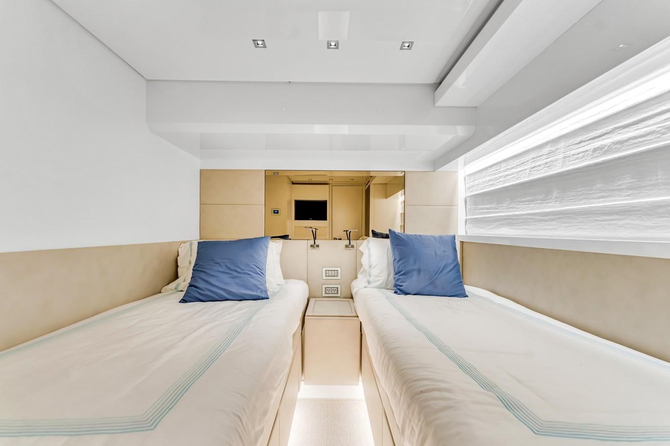 a room with beds and a window aboard 2018 SANLORENZO SL78 Yacht for Sale