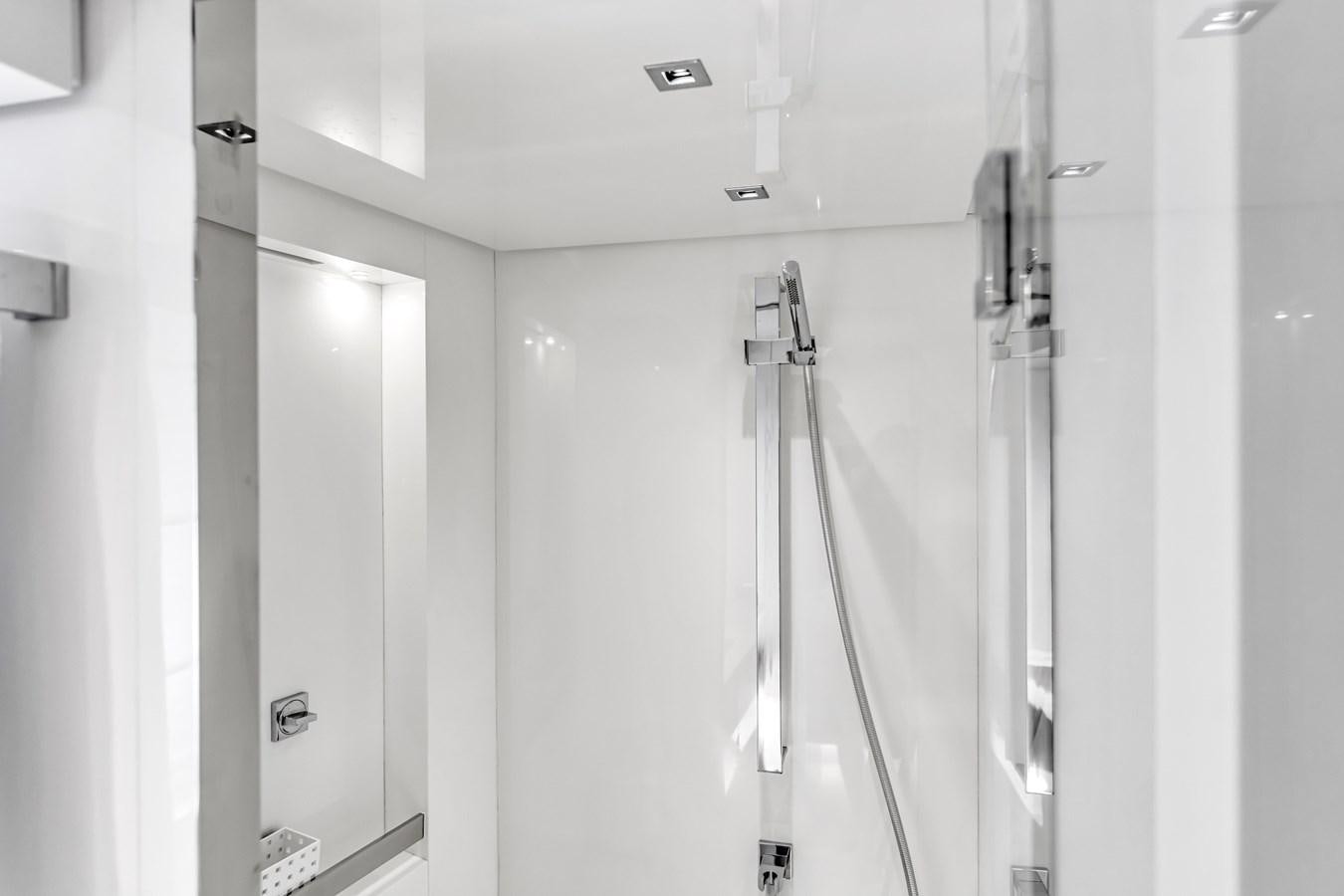 a shower unit with a glass door aboard 2018 SANLORENZO SL78 Yacht for Sale