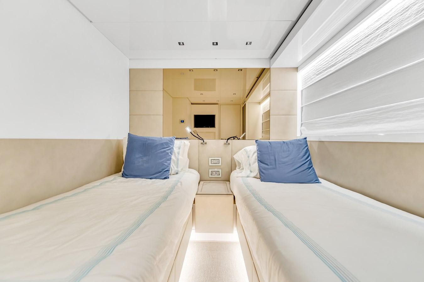 a room with beds and a window aboard 2018 SANLORENZO SL78 Yacht for Sale