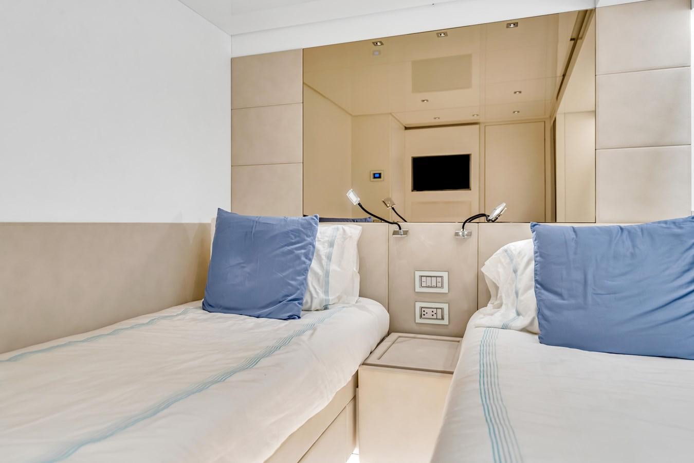 a room with two beds aboard 2018 SANLORENZO SL78 Yacht for Sale