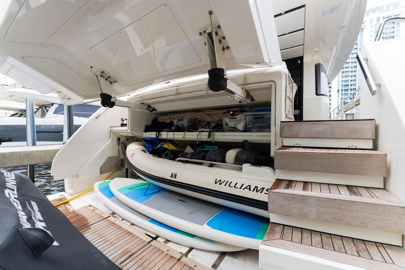 a boat on a deck aboard 2018 SANLORENZO SL78 Yacht for Sale