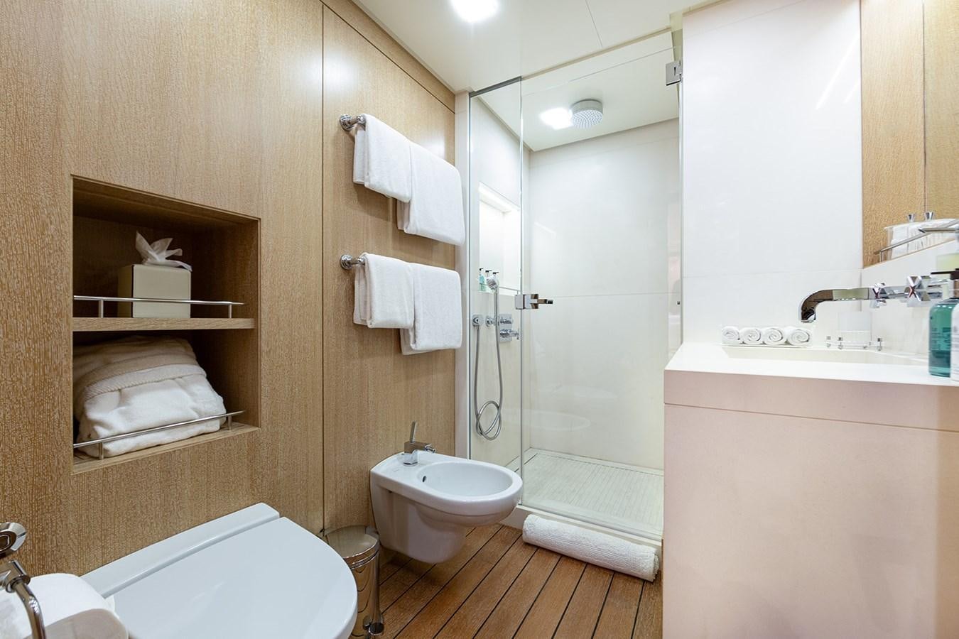a bathroom with a sink and a toilet aboard BELONGERS Yacht for Sale