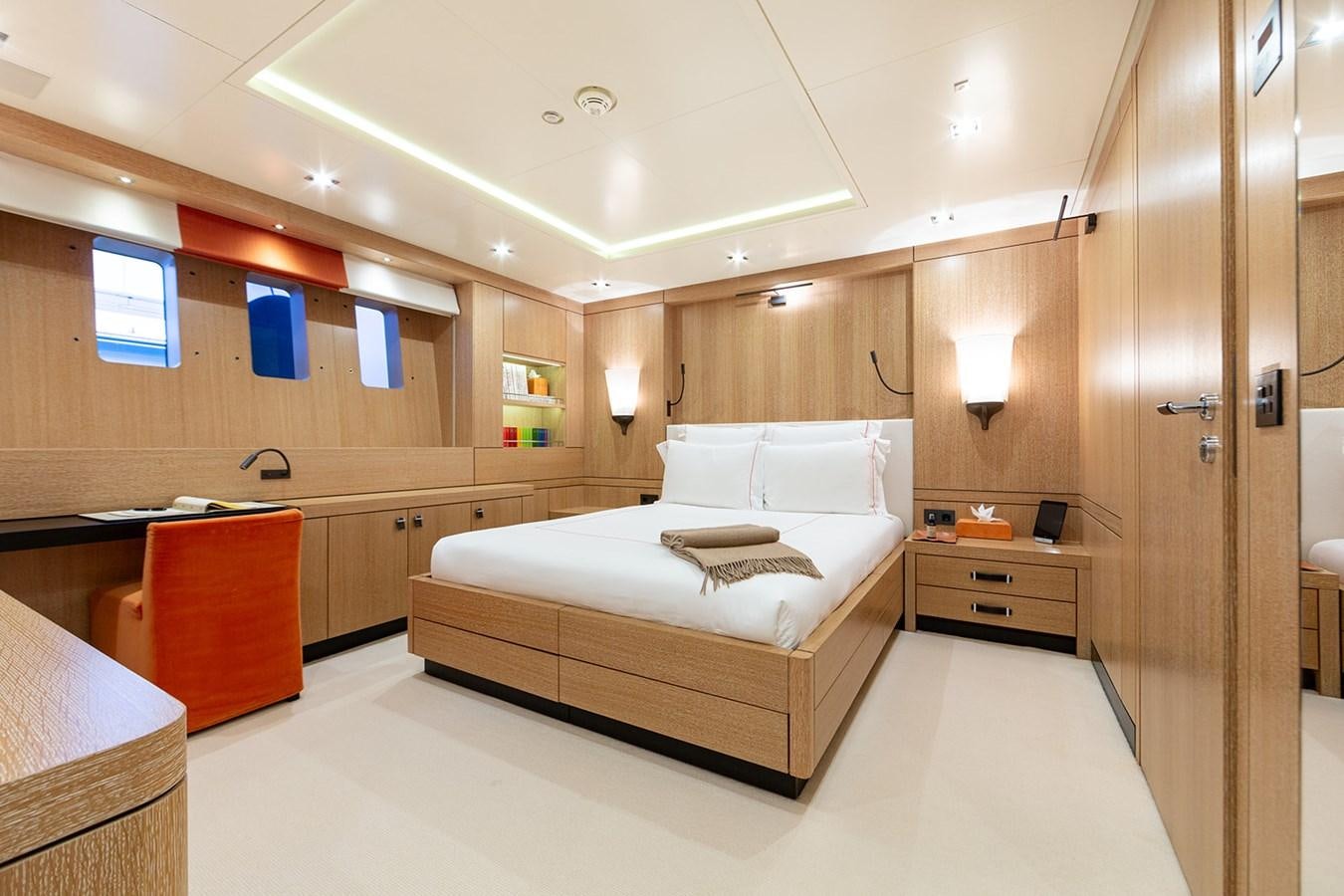 a large hotel room aboard BELONGERS Yacht for Sale