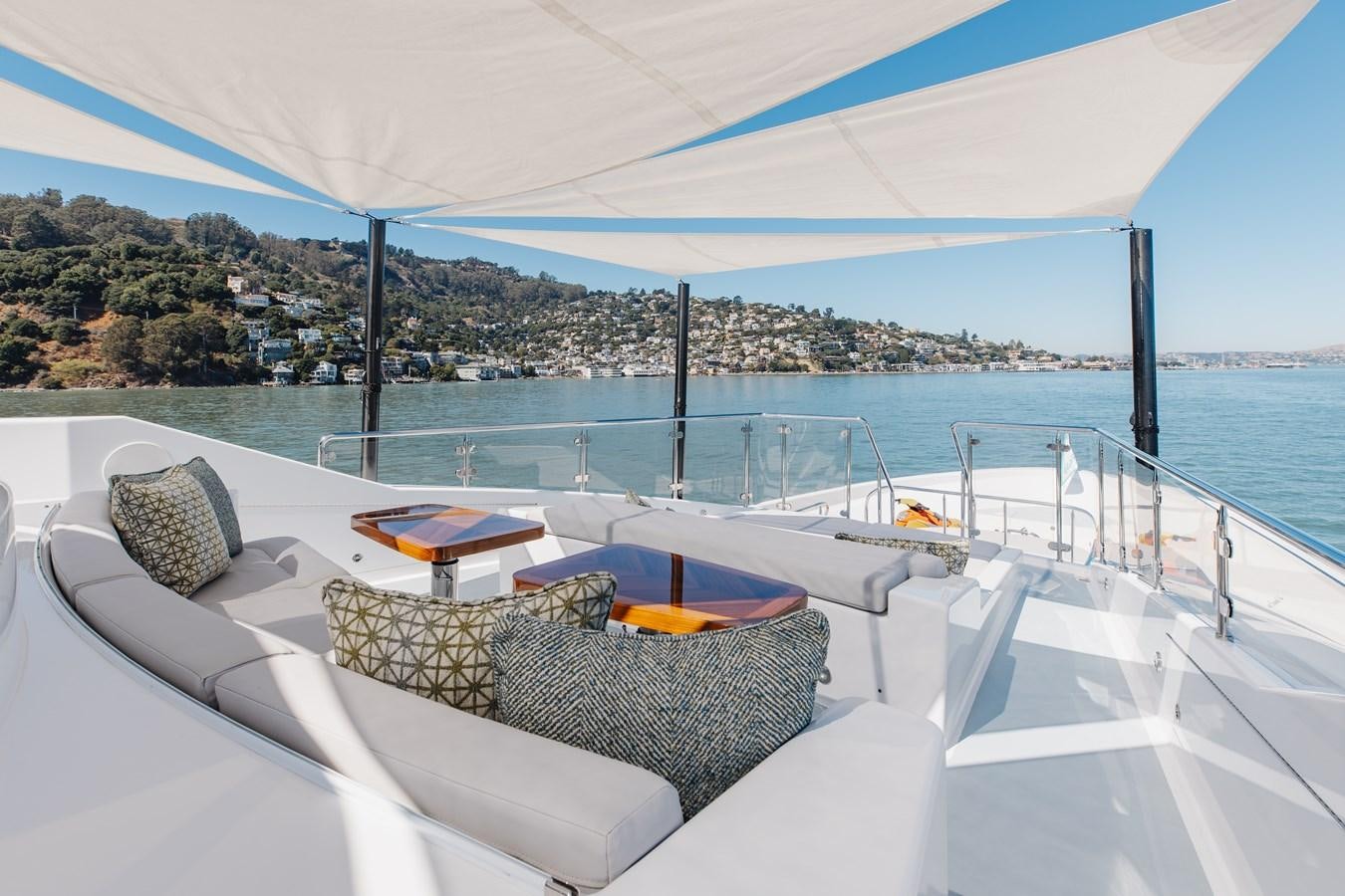 a lounge chair on a boat aboard FIGARO Yacht for Sale