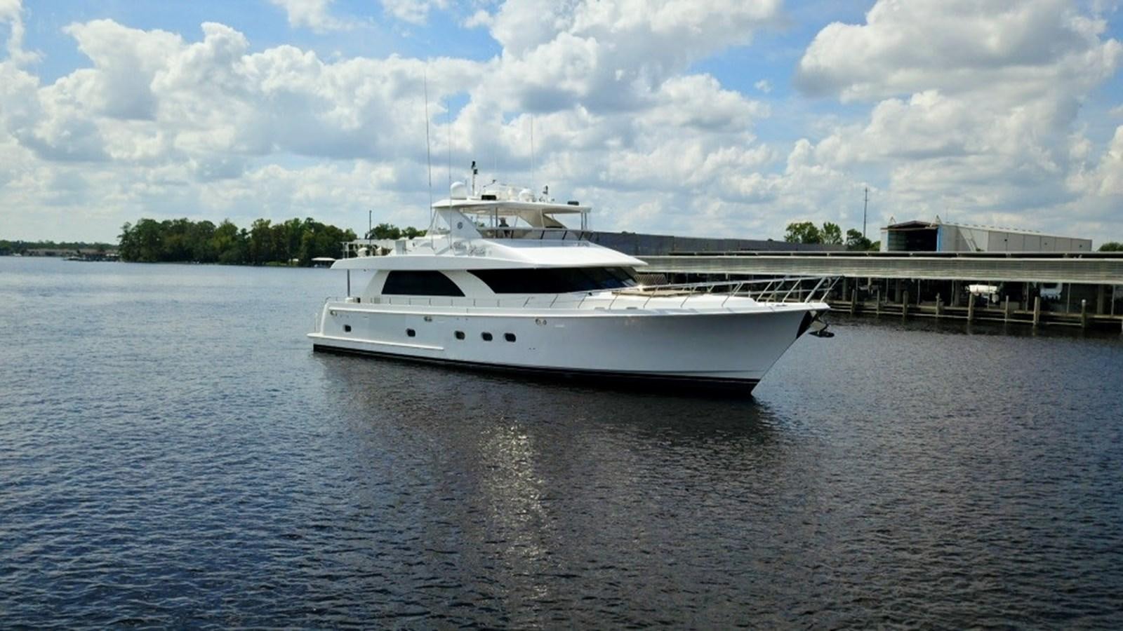 a white boat on the water aboard MISS PATTI Yacht for Sale