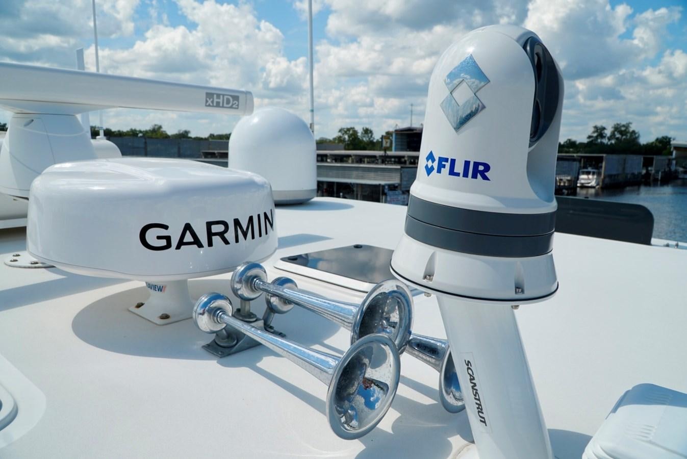 a white satellite dish aboard MISS PATTI Yacht for Sale