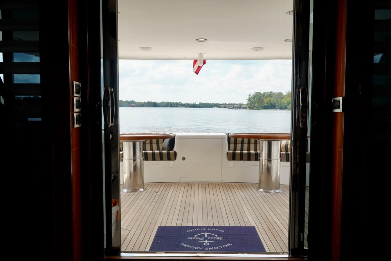 a view of a boat dock from a window aboard MISS PATTI Yacht for Sale