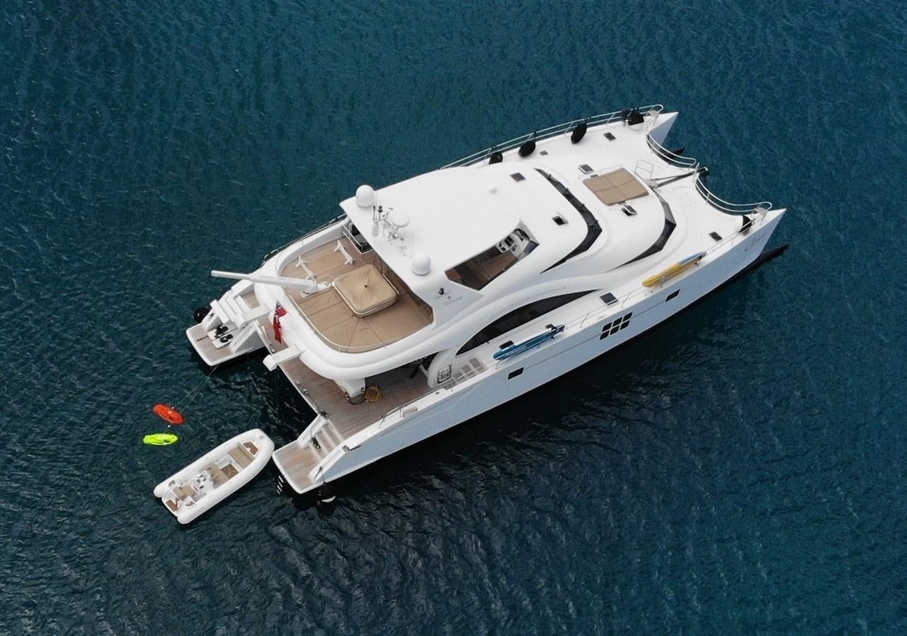 a space ship on the water aboard CLOUDS Yacht for Sale
