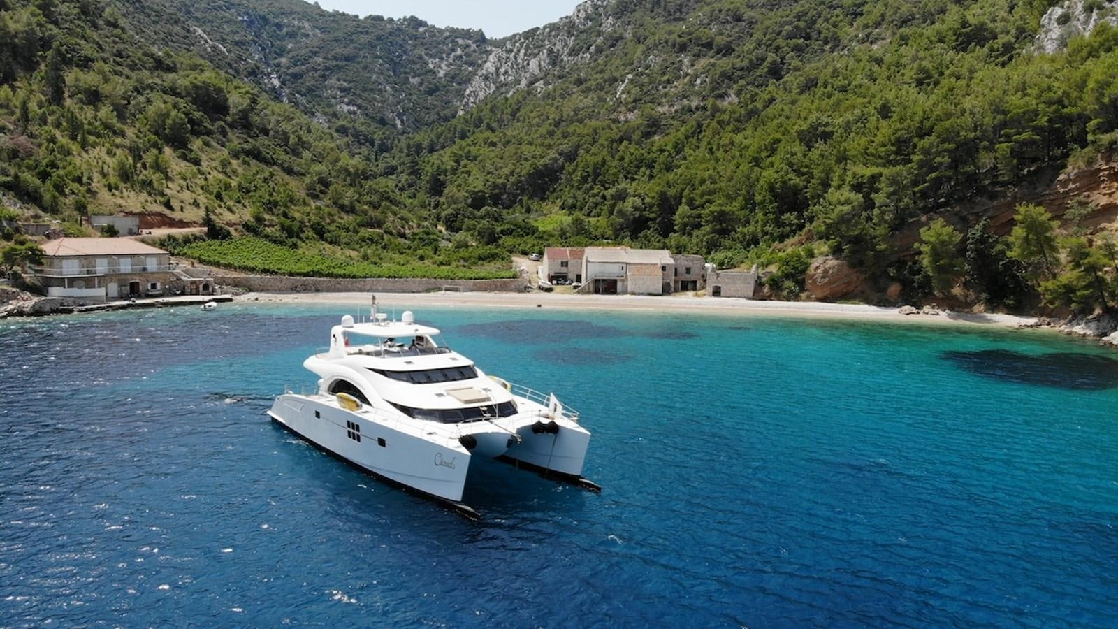 a boat in the water aboard CLOUDS Yacht for Sale