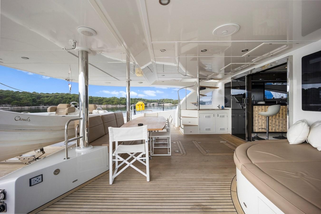 inside of a boat aboard CLOUDS Yacht for Sale