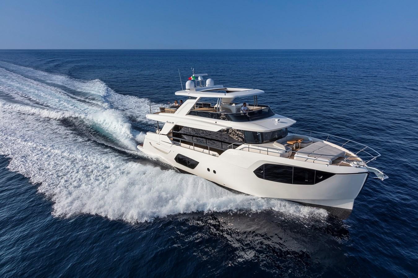 a boat on the water aboard 2025 ABSOLUTE NAVERTTA 68 Yacht for Sale