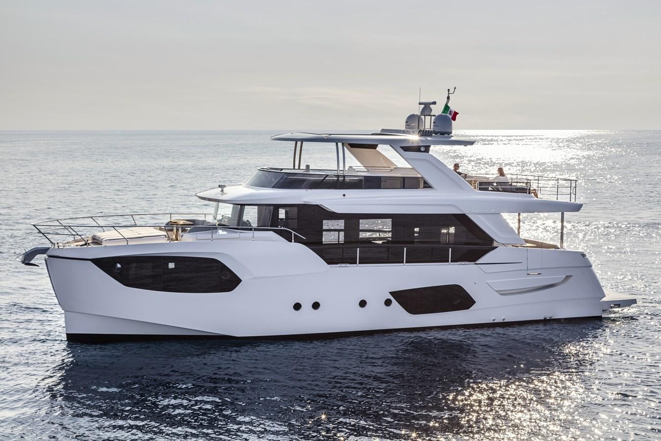 a white yacht on the water aboard 2025 ABSOLUTE NAVERTTA 68 Yacht for Sale