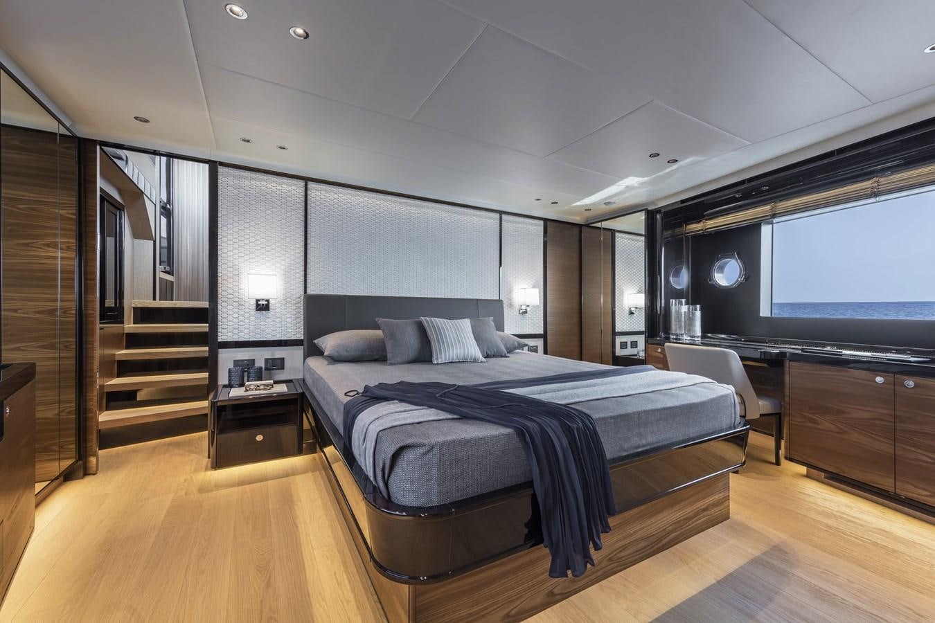 a large bedroom with a large bed aboard 2025 ABSOLUTE NAVERTTA 68 Yacht for Sale