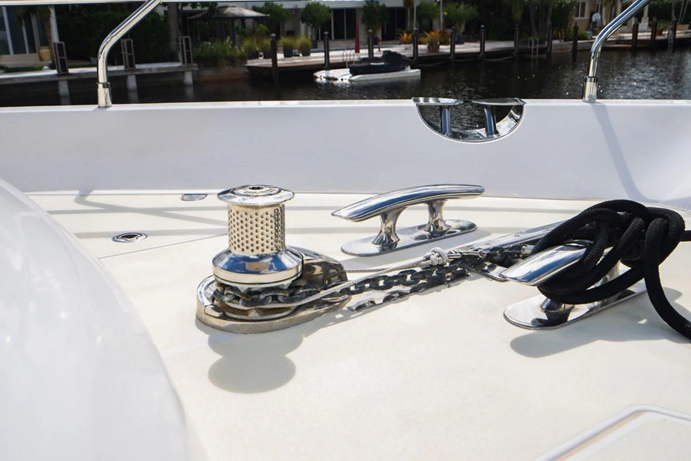 a metal sculpture of a person on a boat aboard EMPIRE SUN Yacht for Sale