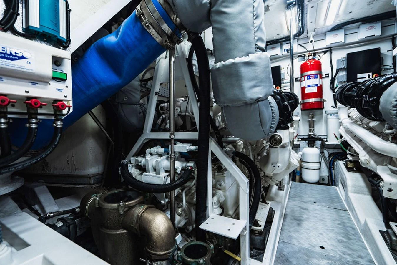 a close-up of a car engine aboard EMPIRE SUN Yacht for Sale
