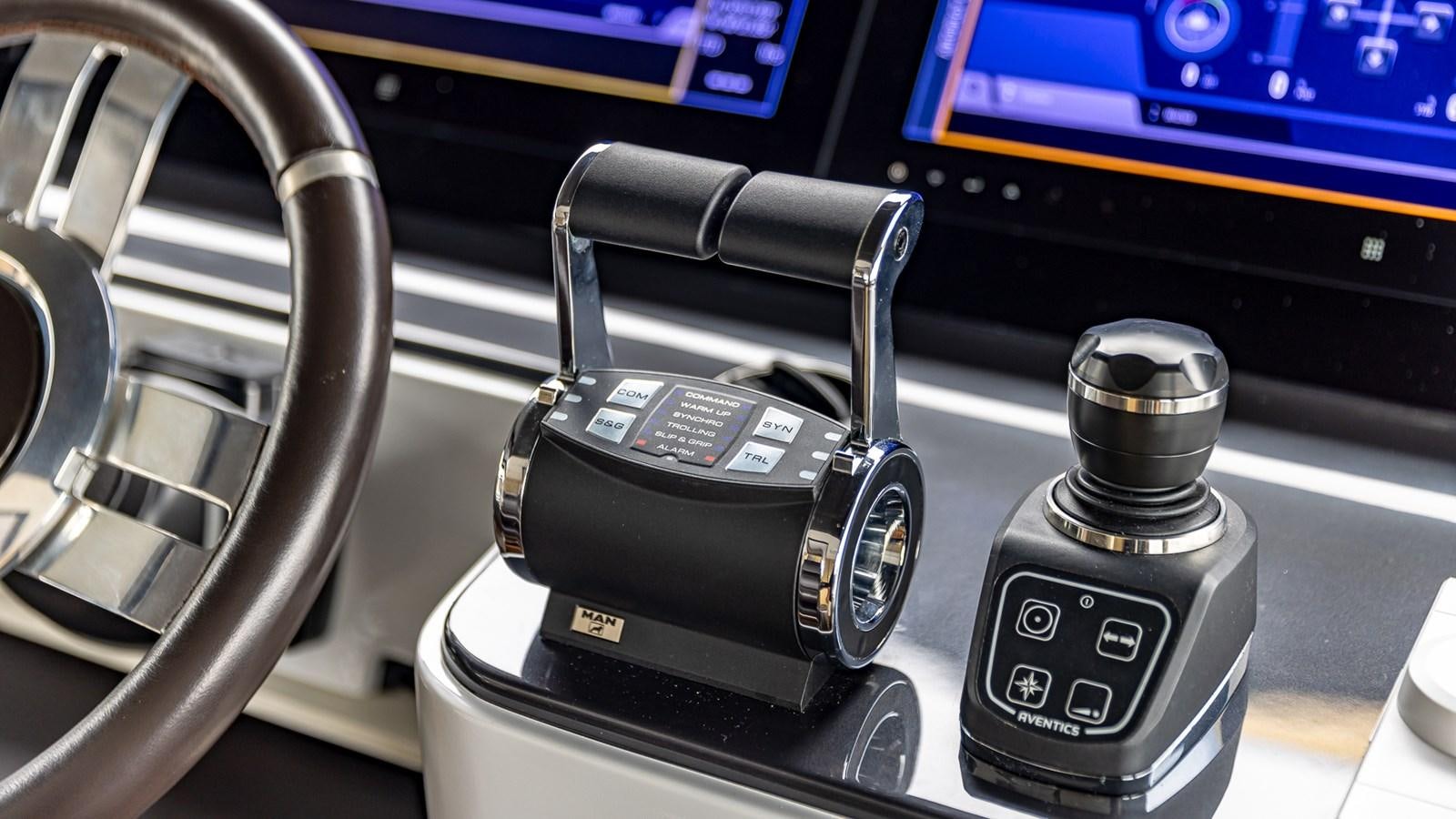a close-up of a car stereo aboard 4 PLAY Yacht for Sale