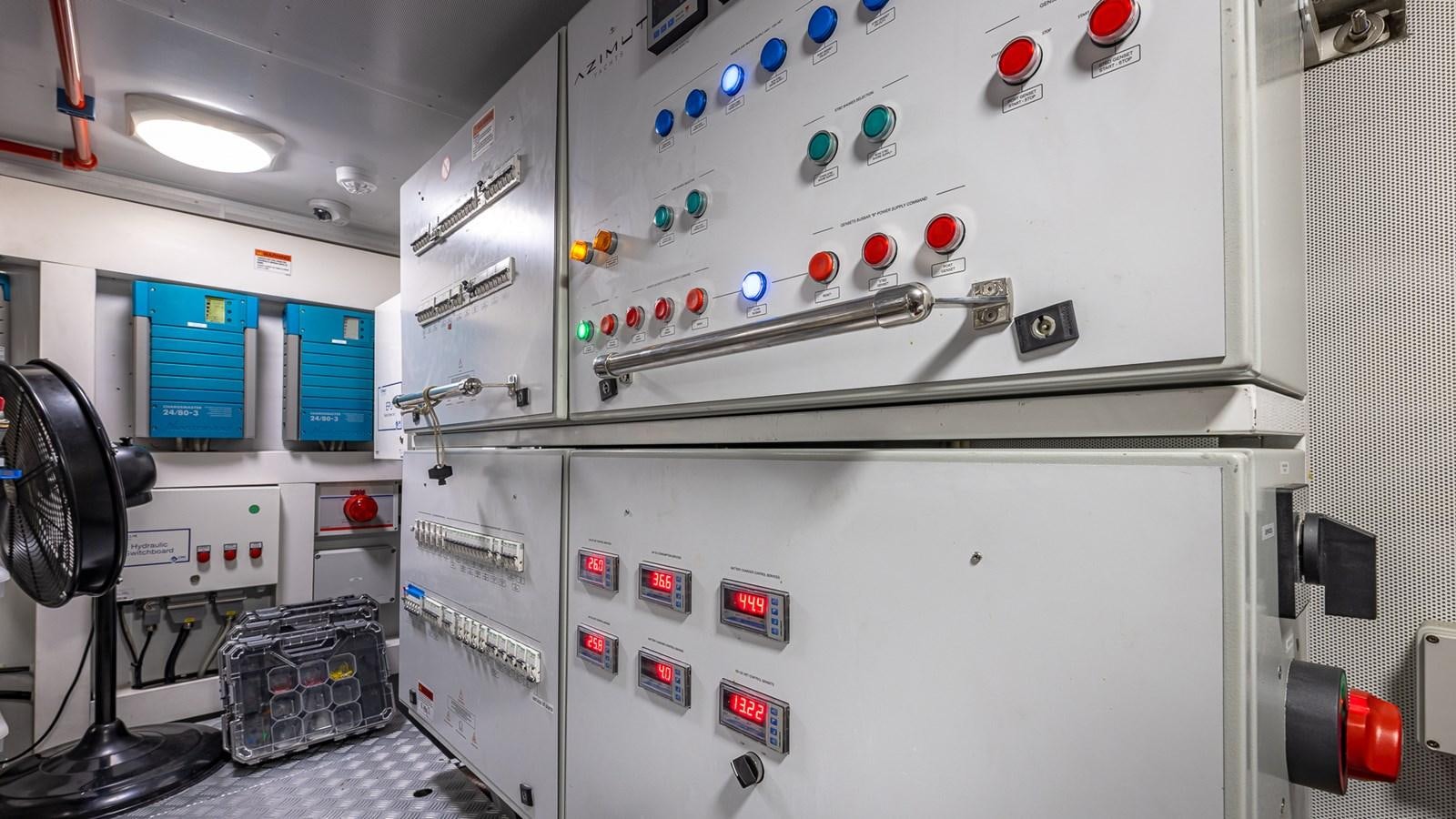 a white machine with buttons aboard 4 PLAY Yacht for Sale