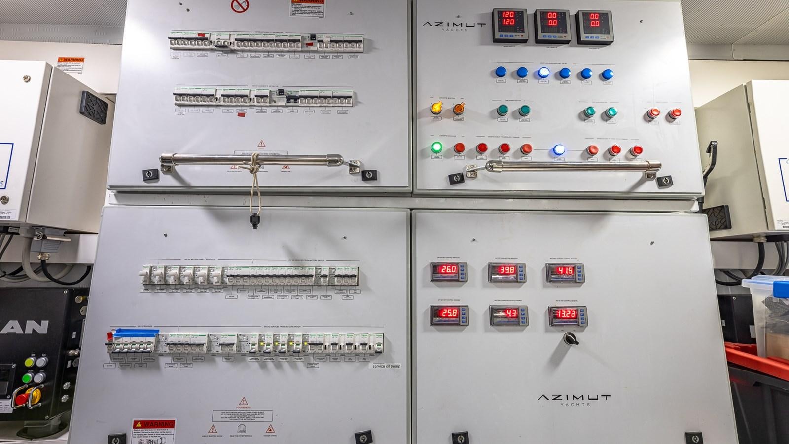 a white machine with red buttons aboard 4 PLAY Yacht for Sale