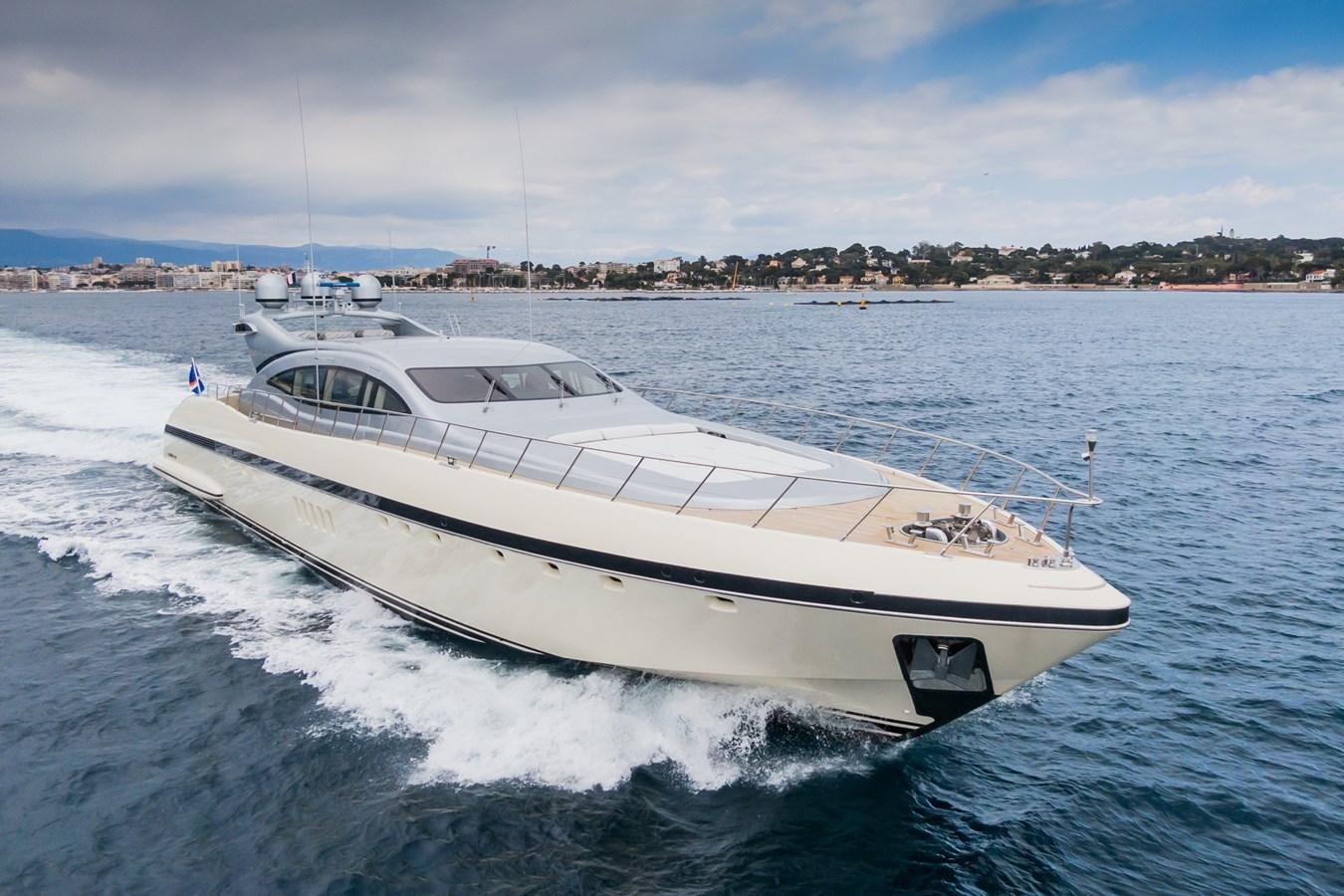 a white yacht on the water aboard MANGUSTA MAXI OPEN 108#23 - TECHNOMARINE - CAREFULLY USED Yacht for Sale