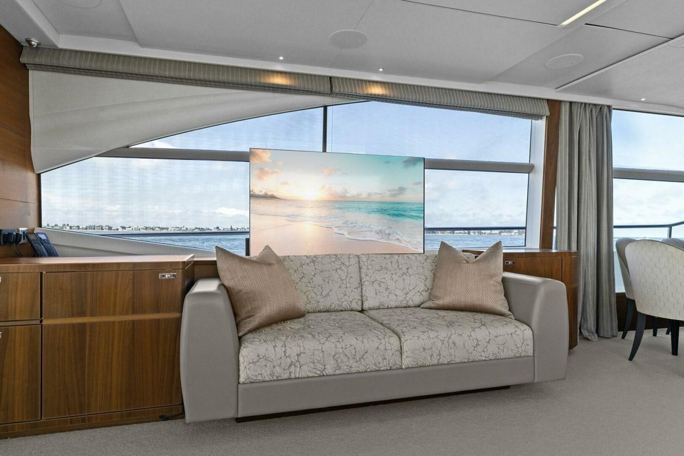 a couch in a room aboard AMARULA SUN Yacht for Sale