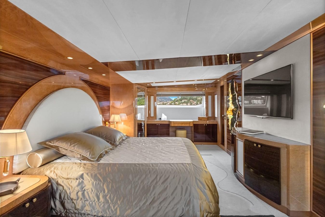 a large bedroom with a large bed aboard DEBRA ONE Yacht for Sale
