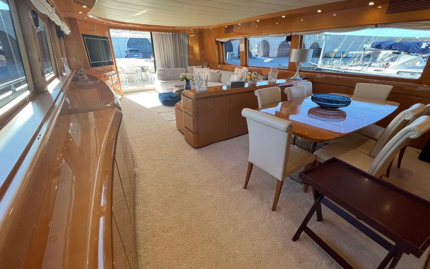 a room with a table and chairs aboard WILLFUL Yacht for Sale