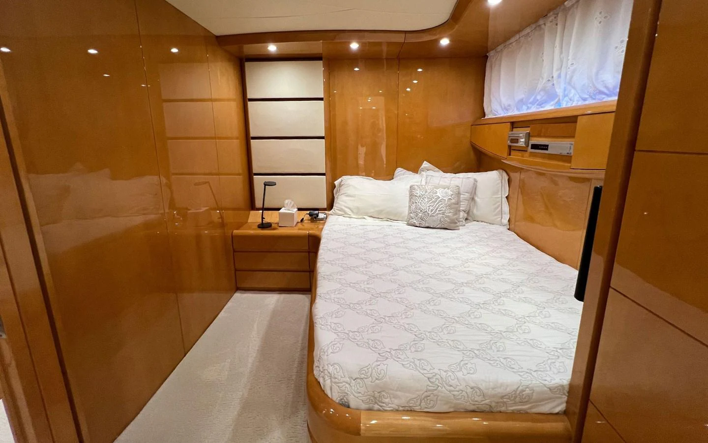 a bed in a room aboard WILLFUL Yacht for Sale