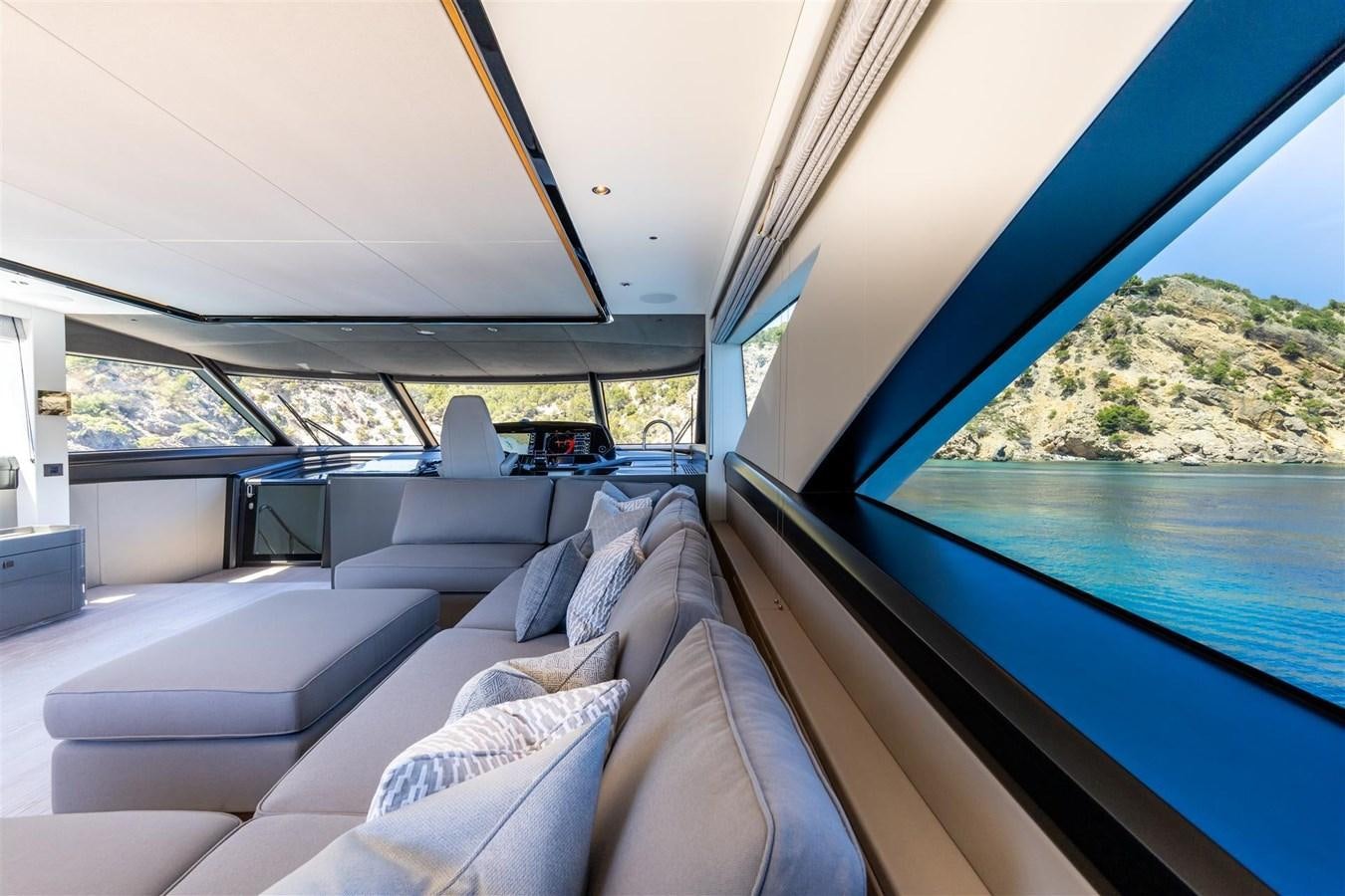 inside of a car aboard OCEAN 182 Yacht for Sale