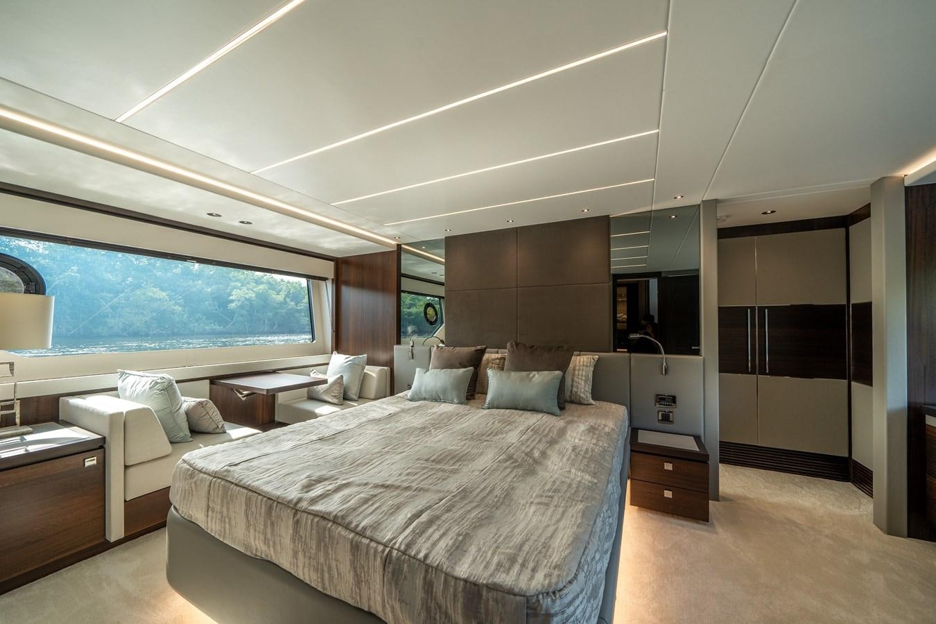 a large bedroom with a large bed aboard 88 YACHT Yacht for Sale