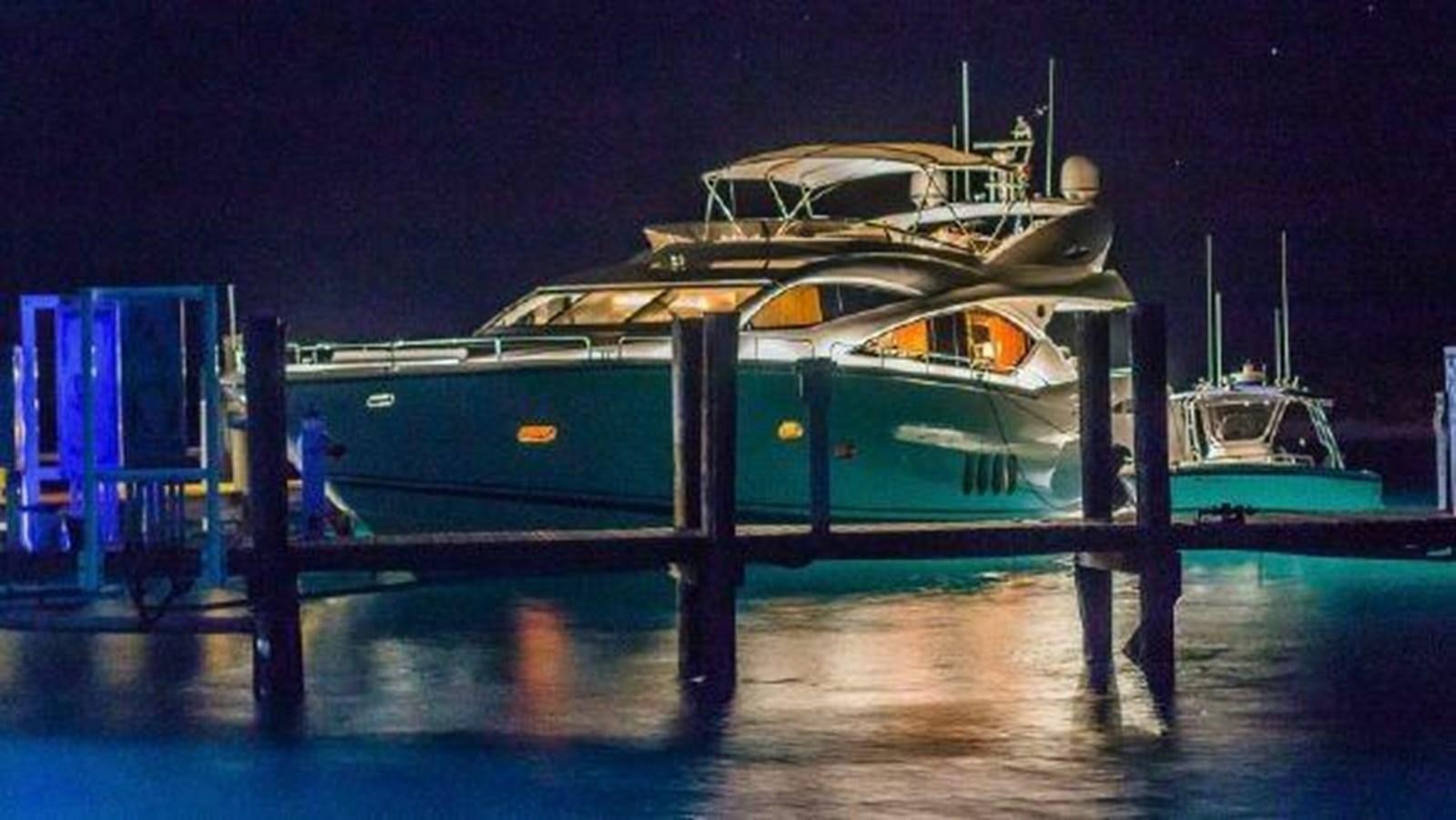 a boat docked at night aboard ACQUA ALBERTI Yacht for Sale