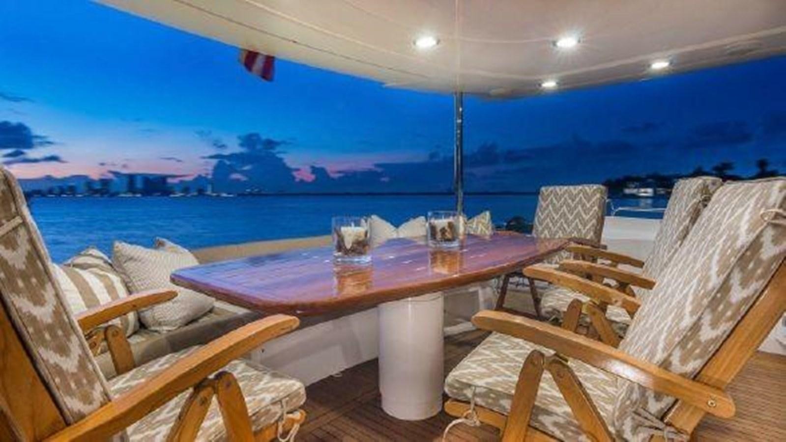 a table and chairs on a deck aboard ACQUA ALBERTI Yacht for Sale
