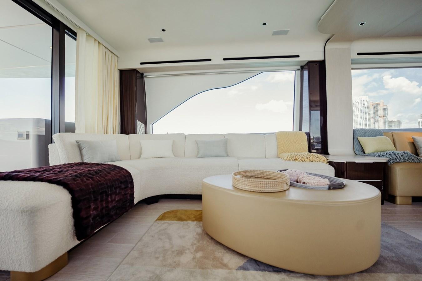 a large bedroom with a large bed aboard TRANSCENDENCE Yacht for Sale
